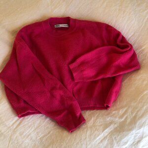 ZARA Hot Pink Cropped Sweater Size L